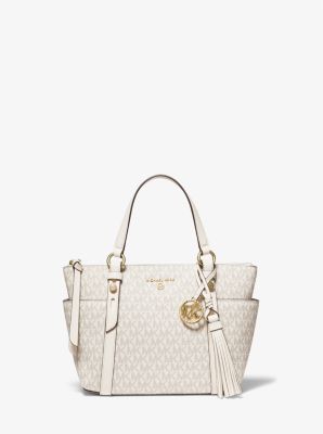 Michael Kors White Sullivan Small Logo Top-Zip Tote Bag 30T0GNXT1B