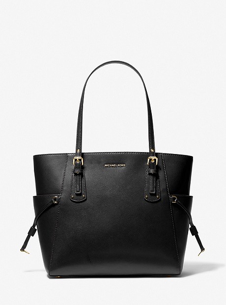 Voyager Small Leather Tote Bag - BLACK - 30H1GV6T1L