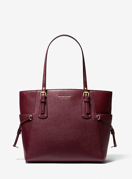 Voyager Small Pebbled Leather Tote Bag - MERLOT - 30H1GV6T1T