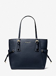 Voyager Small Pebbled Leather Tote Bag - NAVY - 30H1GV6T2L