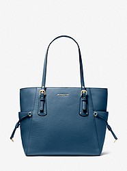Voyager Small Pebbled Leather Tote Bag - DK CHAMBRAY - 30H1GV6T2T