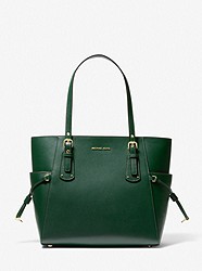 Voyager Small Crossgrain Leather Tote Bag - MOSS - 30H1GV6T3L