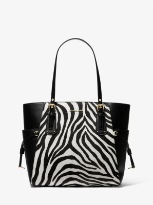 Voyager Small Zebra Printed Calf Hair Tote Bag Michael Kors