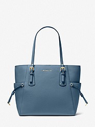 Voyager Small Pebbled Leather Tote Bag - DK CHAMBRAY - 30H1GV6T8L
