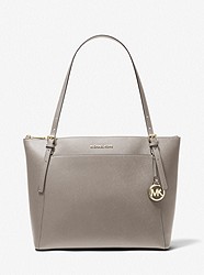 Voyager Large Saffiano Leather Tote Bag - PEARL GREY - 30H1GV6T9T
