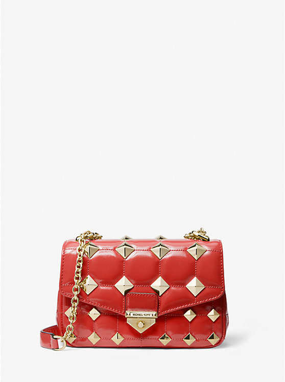 SoHo Small Studded Quilted Patent Leather Shoulder Bag image number 0