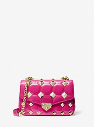 SoHo Small Studded Quilted Patent Leather Shoulder Bag - WILD BERRY - 30H1L1SL1A
