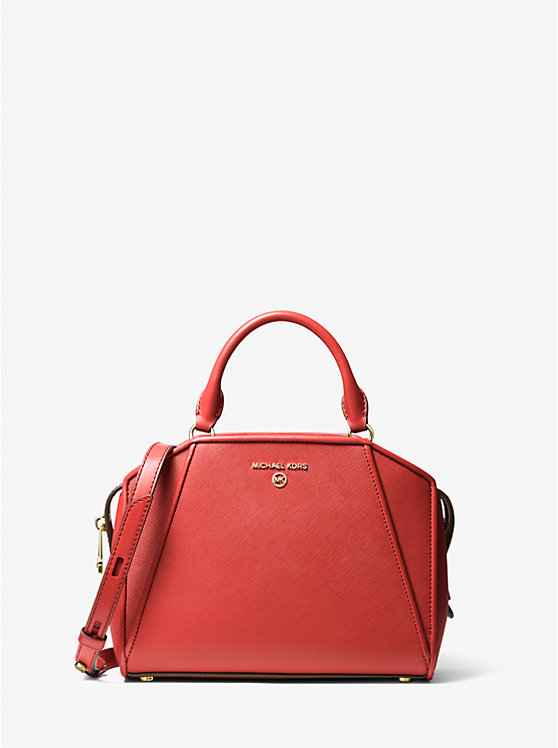 Cleo Small Saffiano Leather Satchel image number 0