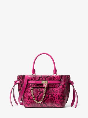 Hamilton Legacy Small Snake Embossed Leather Belted Satchel | Michael Kors