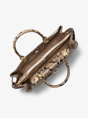 Grand sac à main Hamilton Legacy en cuir gaufré à motif de serpent et à ceinture