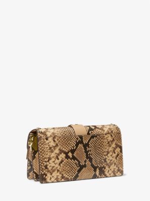 Greenwich Medium Studded Snake Embossed Leather Shoulder Bag