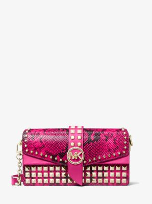 Pink studded michael kors bag best sale