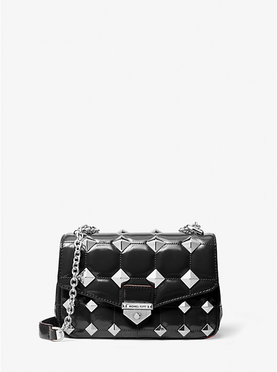 Soho Small Studded Quilted Patent Leather Shoulder Bag image number 0