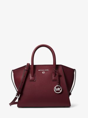 Bolso satchel Avril pequeño de piel con cremallera superior in MERLOT | Michael Kors