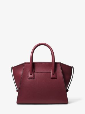 Bolso satchel Avril pequeño de piel con cremallera superior in MERLOT | Michael Kors