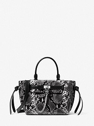Hamilton Legacy Small Snake Embossed Leather Belted Satchel - BLACK/WHITE - 30H1S9HS1E