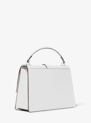 White Saffiano Leather Top-handle Bag