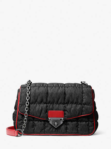 마이클 마이클 코어스 숄더백 Michael Michael Kors Soho Large Quilted Signature Logo Nylon Shoulder Bag,BLACK COMBO