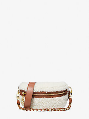 Michaelkors Slater Extra-Small Shearling Sling Pack,NATURAL/LUGGAGE