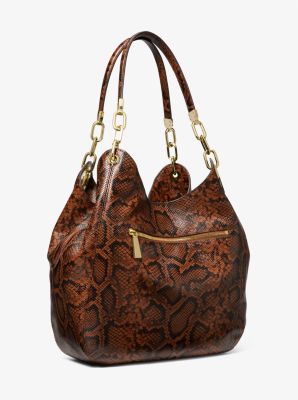 Michael Kors Brown Snakeskin Larger Clutch/Crossbody Bag