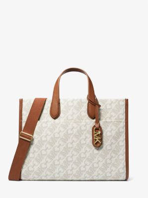 Michael Kors Voyager E/W Signature MK Pink Logo Tote Bag