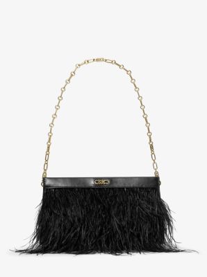 Large classic handbag, Grained calfskin & gold-tone metal, black