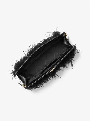 Ostrich Feather Purse in Noir