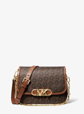 Calvin Klein Monogram Logo Crossbody Bag in Brown