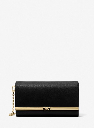 Michael Kors Black Clutch with chunky gold chain