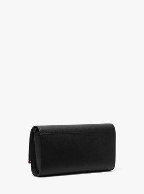 Mona Large Saffiano Leather Clutch