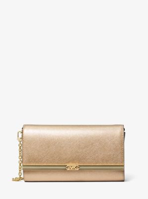 Pochette Mona grande in pelle metallizzata