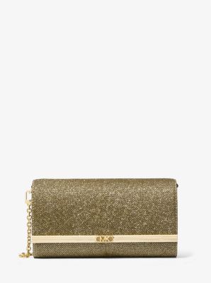 Clutch Mona grande in mesh metallizzato glitterato