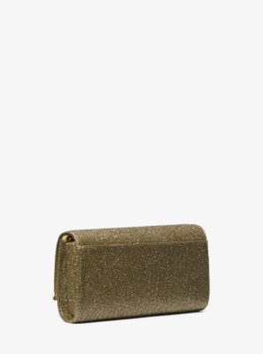 Clutch Mona grande in mesh metallizzato glitterato