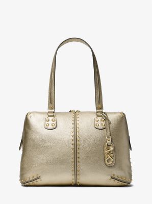 Astor Large Studded Metallic Leather Tote Bag