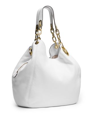 Michael Kors MK Ava Medium Top Handle Leather Satchel Purse Optic White  $328