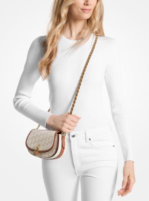 Michael Kors Mila Signature Logo Micro Crossbody Bag - Vanilla/Luggage