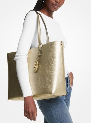 Eliza Extra Large Metallic Pebbled Leather Reversible Tote Bag