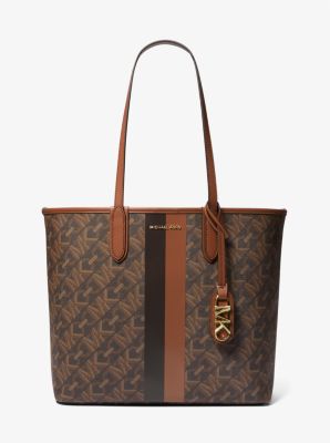 Shop Michael Kors Eliza Large Empire Signature Logo Tote Bag In Brown
