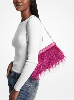 Bolso de mano Tabitha grande de piel con plumas