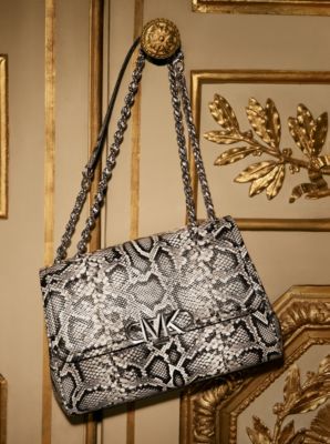 Maddie Embossed Snakeskin Satchel