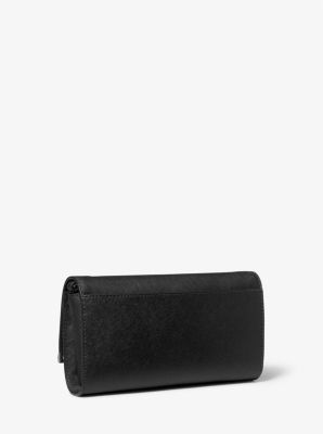 Mona Large Saffiano Leather Clutch