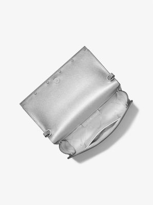 Mona Large Metallic Saffiano Leather Clutch image number 1