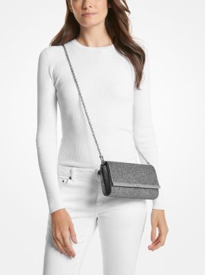 Mona Large Glitter Chain Mesh Clutch