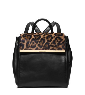 Lana Leopard-Print Hair Calf and Leather Backpack | Michael Kors