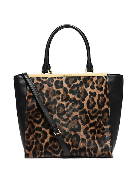 Lana Leopard-Print Hair Calf and Leather Tote | Michael Kors