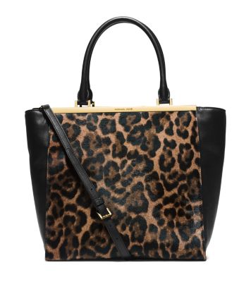 Lana Leopard-Print Hair Calf and Leather Tote | Michael Kors