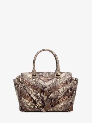 Michael Kors Ava Medium Python Leather Satchel