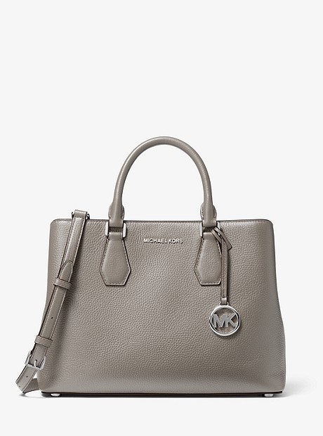Camille Large Leather Satchel  - PEARL GREY - 30H5SCAS3L