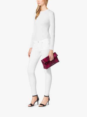 Daria Embossed-Leather Clutch