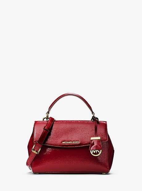 Ava Small Patent Leather Satchel - CHERRY - 30H6GAVS5A